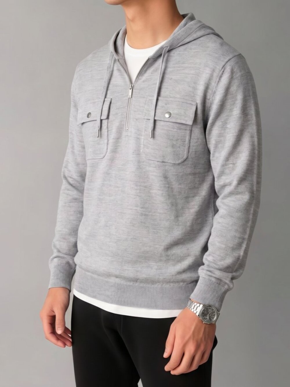 Michael Kors Mens wool blend gray hooded pullover medium